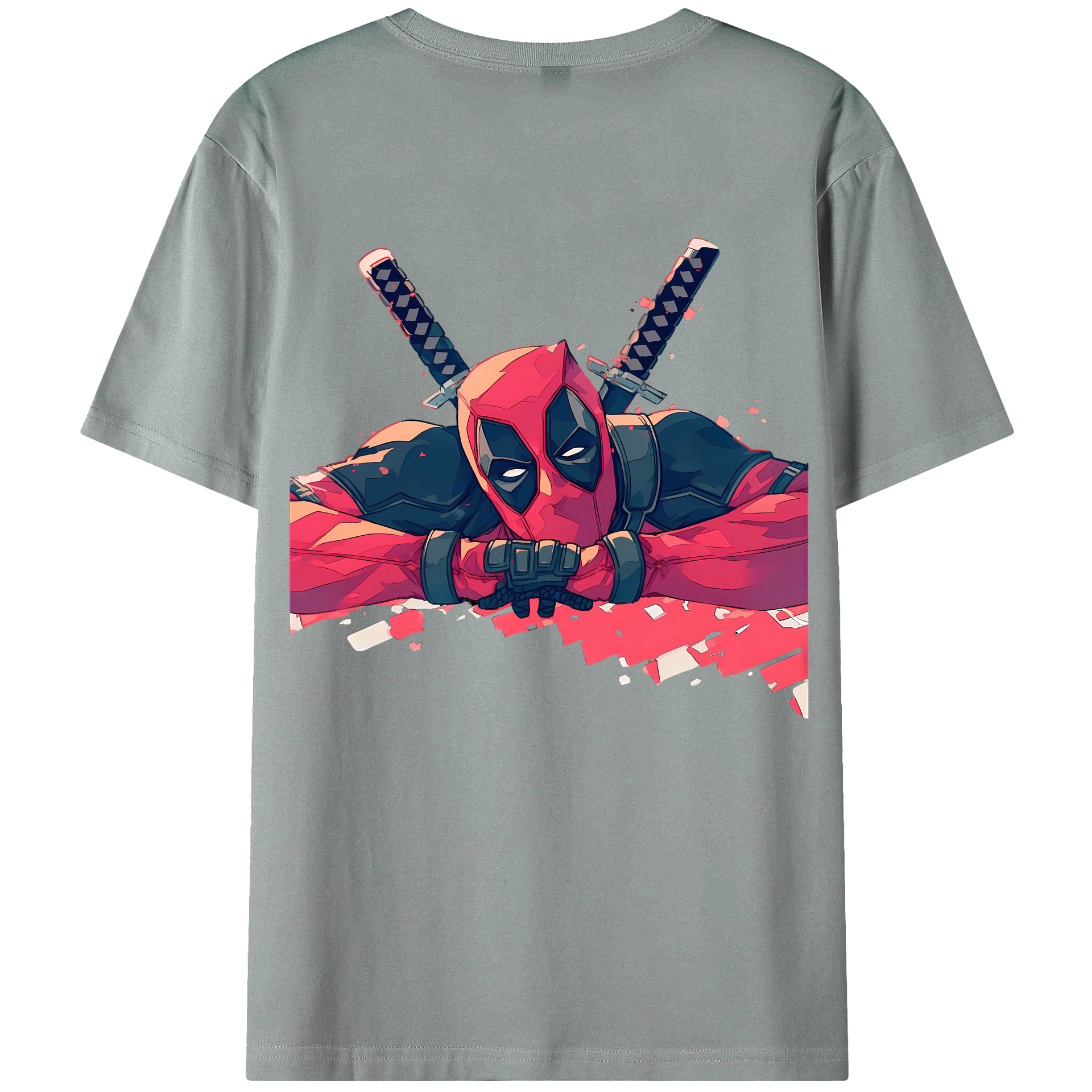 （画像用） Deadpool デッドプール 綿100％ メンズ半袖Tシャツ（バックプリント） 通気性